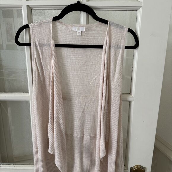 Sleeveless Long Cardigan Vest Duster Women’s Medium Beige Boho Cowboy Coastal - Picture 2 of 10